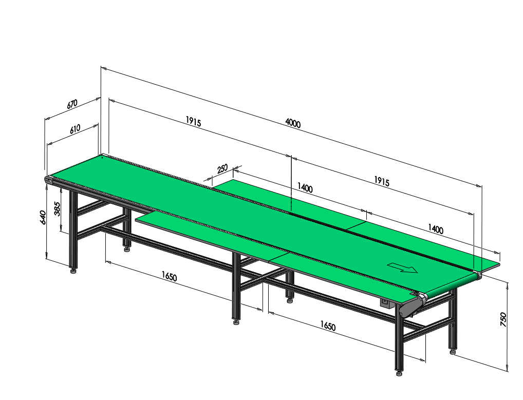4米皮帶輸送機兩側(cè)帶臺面